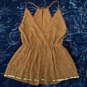Brown beaded top Size XS